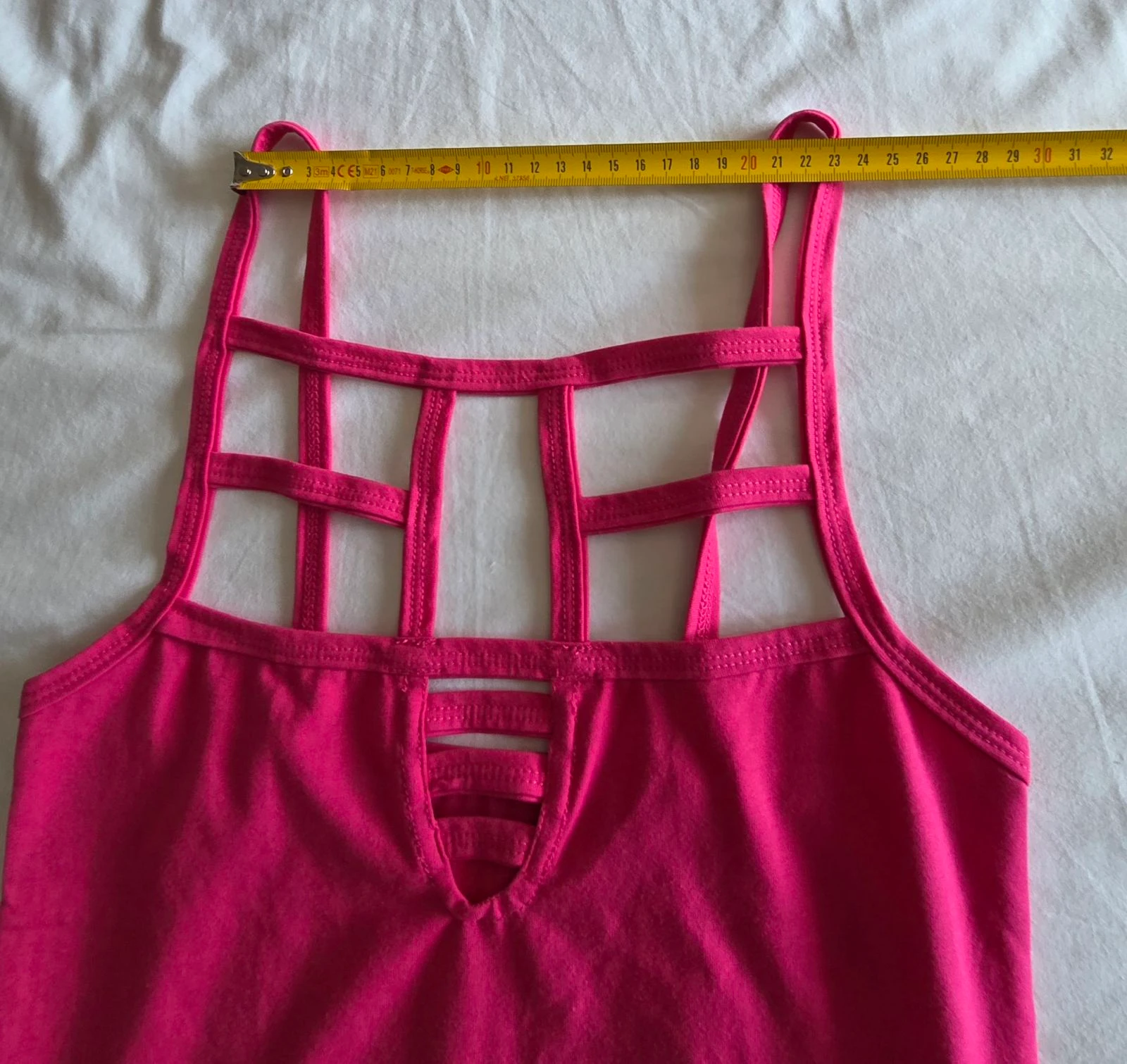 Débardeur rosa fuchsia S 36 top agujereado con tirantes y correas – photo 7